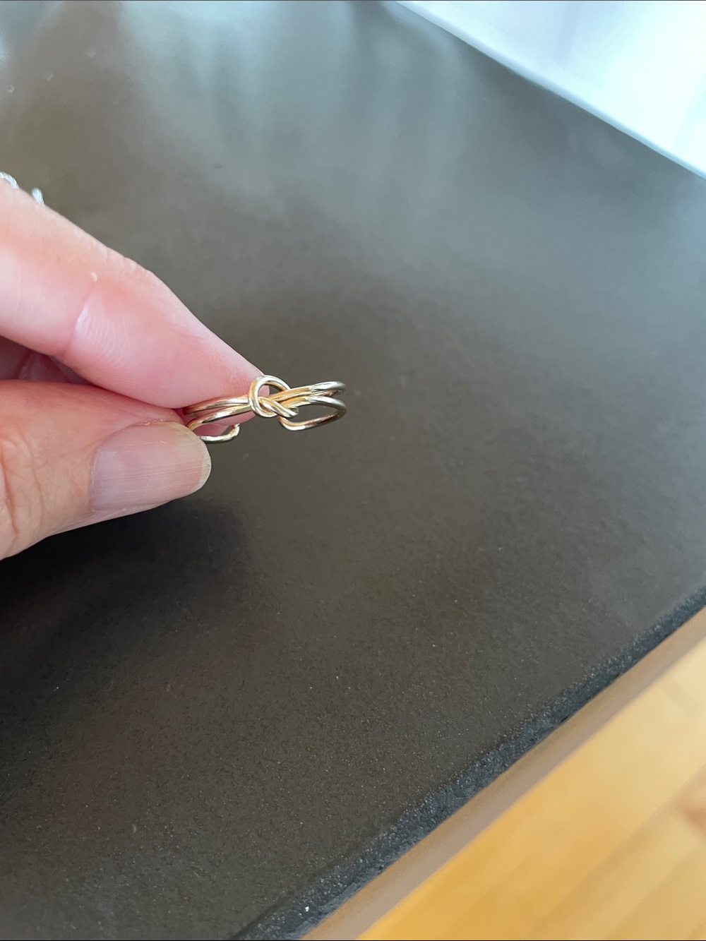SET OF 4 RINGS Gold Starfish and Knot Stackable Rings & 2 Double Silver Rings - Picture 2 of 5
